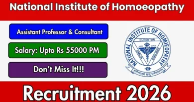 National Institute of Homoeopathy Recruitment 2026 – Walkin for Assistant Professor & Consultant Posts