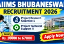 AIIMS Bhubaneswar Recruitment 2026 – Apply Online for Project Research Scientist 1, Project technical support II Posts