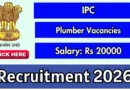 IPC Plumber Recruitment 2026 – Walkin