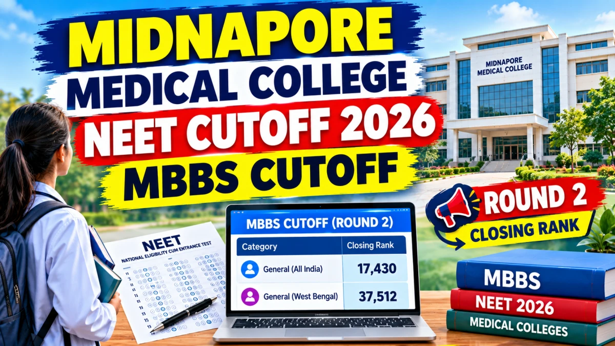 Midnapore Medical College NEET Cutoff 2026 – Check Round 2 & 3 Opening & Closing Rank Online @ midnaporemmc.ac.in