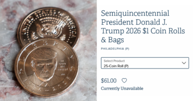 Trump’s face debuts on US currency, $1 coins run ‘out of stock’ within hours