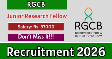 RGCB Junior Research Fellow Recruitment 2026 – Apply Online