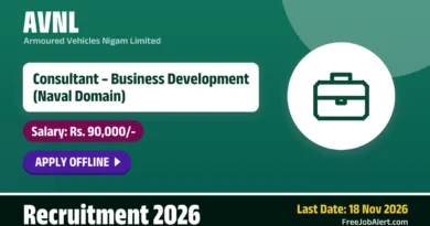 AVNL Consultant – Business Development Recruitment 2026 – Apply Offline