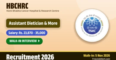 HBCHRC Recruitment 2026 – Walkin for 3 Assistant Dietician, ELV Technician Posts