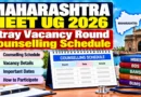 Maharashtra NEET UG 2026 Stray Vacancy Round Counselling Schedule Released, Seat Matrix on October 14
