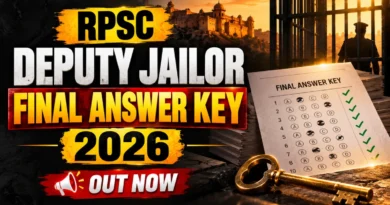RPSC Deputy Jailor Final Answer Key 2026 Out – Paper-I and Paper-II PDF Download