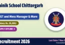 Sainik School Chittorgarh Recruitment 2026 – Apply Offline for 5 TGT, Mess Manager Posts